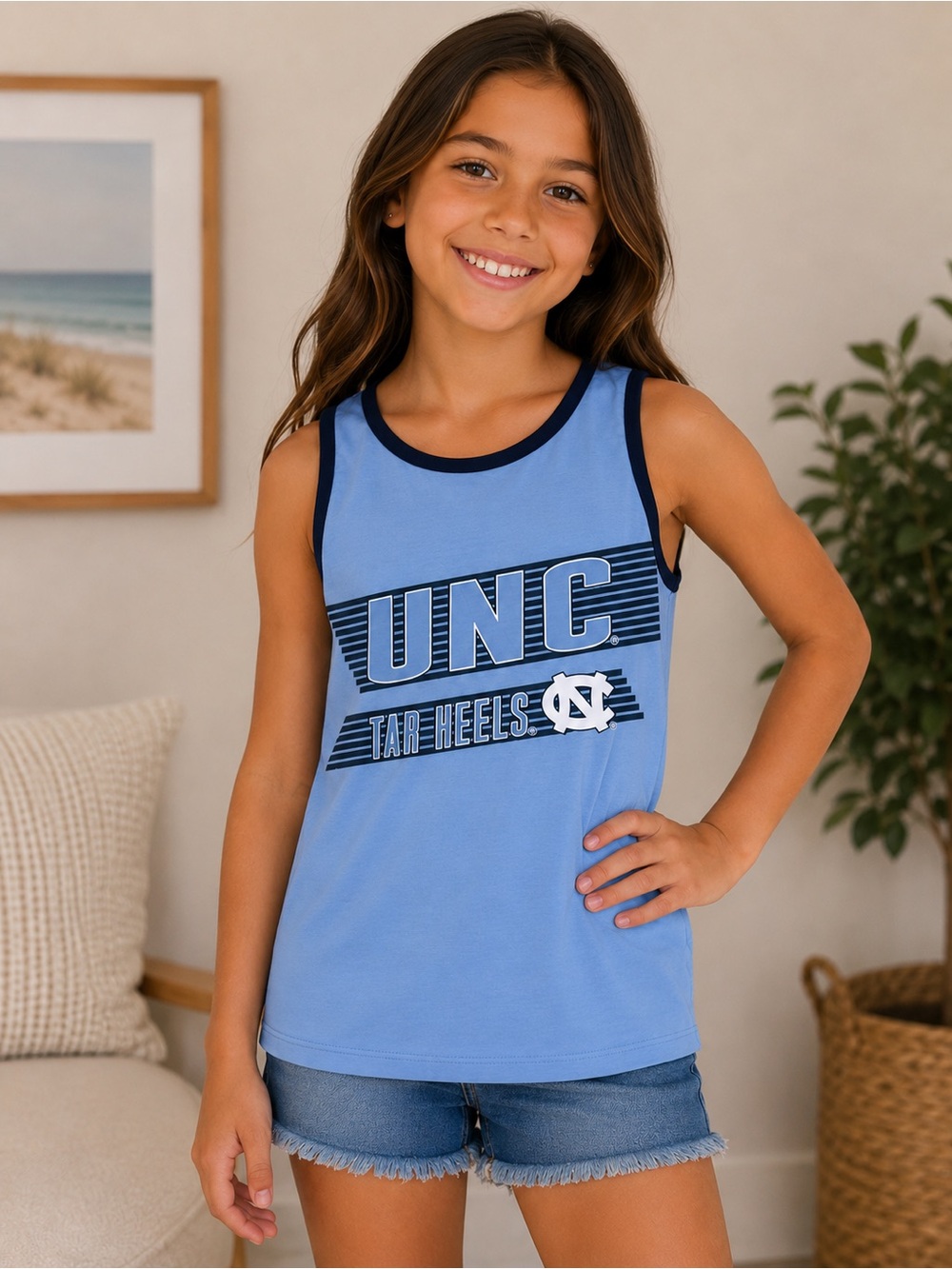 UNC Tar Heels Girls Tank Top Carolina Blue Navy Racerback NWT Size 6/6X